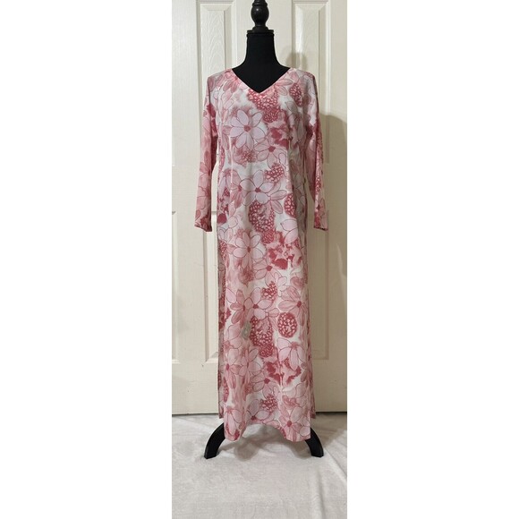 VTG Handmade 1960s 70's Pink Hippie Maxi Big Slip Sexy Dress Fairy Cottagecore-M - Picture 1 of 7